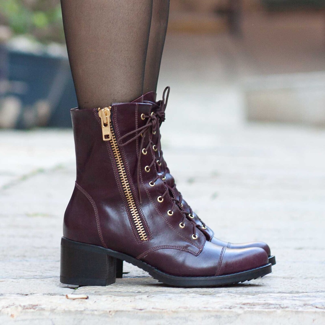 womens leather booties with heel