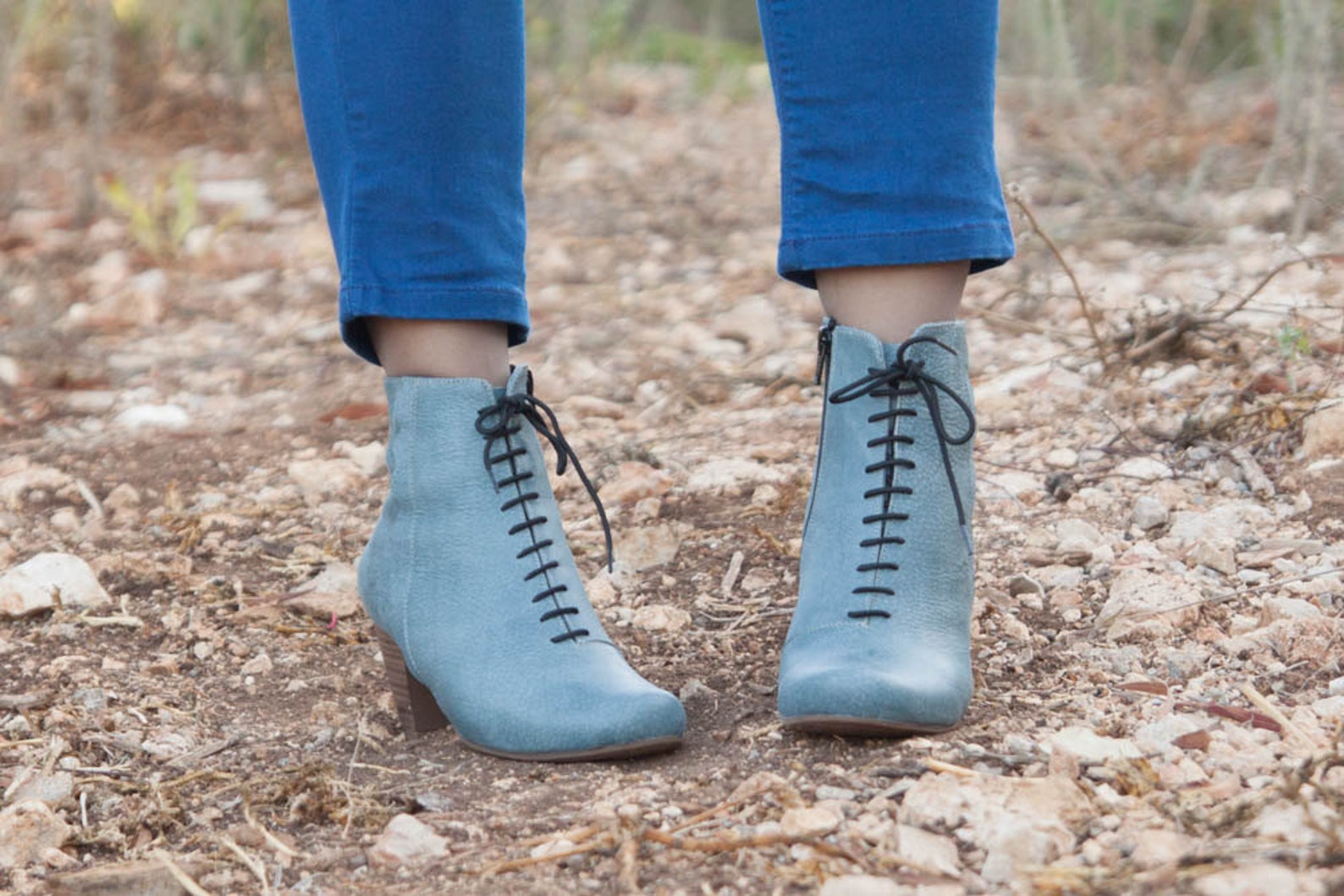 Blue Leather Boots Ankle Boots Leather Booties Blue Boots | Etsy