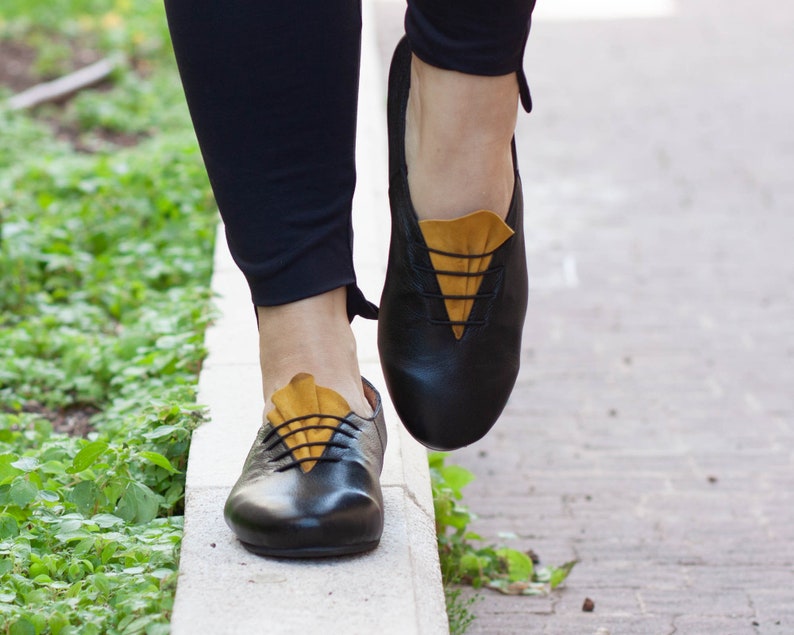 Closed Shoes Oxford Shoes Yellow Shoes Free Shipping Handmade Leather Oxfords Women Leather Shoes