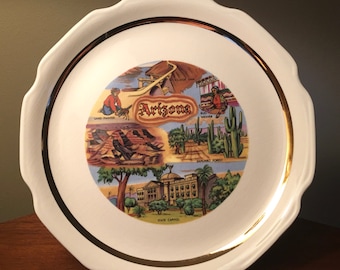 Vintage Arizona state colorful souvenir plate