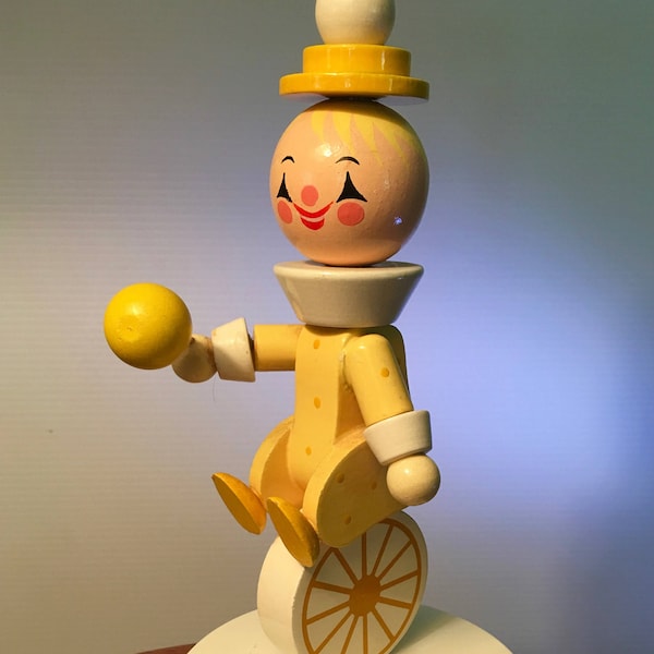 Vintage Irmi and Fred Bering clown on unicycle table lamp from the 1960s