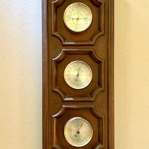 Vintage Weather Station on Faux Wood Resin Frame - Includes Thermometer ...