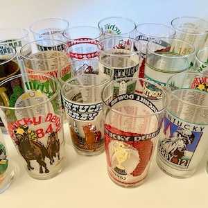 YOUR CHOICE! Over 99 Kentucky Derby glasses - 1972, 1973, 1974, 1975, 1976, 1977, 1978, 1979, 1980s, 1990s, 2000s and more -price for each