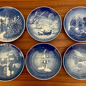 Lot of six B&G Copenhagen Porcelain Jule After collectible plates from 1968, 1970, 1971, 1973, 1974 and 1975 - price includes all six plates