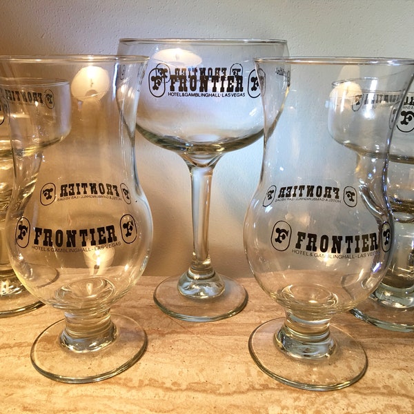 Vintage giant Frontier Hotel Gambling Hall Casino Las Vegas cocktail glasses - pick your style
