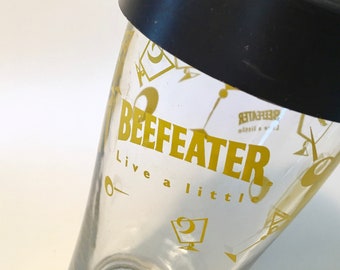 Beefeater "Live a little" glass cocktail shaker with removable strainer lid