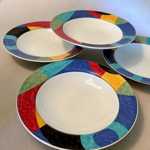Set of 4 or 8 vintage Mikasa &quot;Exhibit&quot; soup or cereal bowls made in Indonesia - two sets may be available, price is for one set of 4 bowls