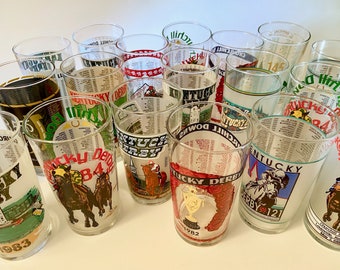 YOUR CHOICE! Over 99 Kentucky Derby glasses - 1972, 1973, 1974, 1975, 1976, 1977, 1978, 1979, 1980s, 1990s, 2000s and more -price for each