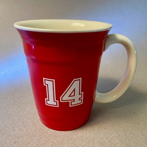 Hallmark school varsity team number &quot;14&quot; red Solo ceramic mug