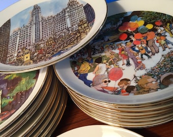 YOUR CHOICE! 1971 through 1981 Limited Edition Chicago Collection display plates by Franklin McMahon - price is for each