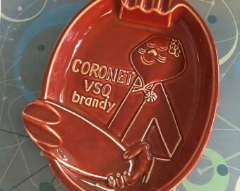 Rare mid-century Coronet VSQ Brandy ashtray designed by Paul Rand