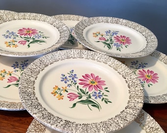 Set of Seven Derwood W. S. George Vintage Small Plates for Bread