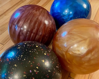 Vintage used bowling balls - Brunswick Starline,AMF Strikeline, Brunswick Tzone, Galaxie 300, Ebonite Rainbow, and more - price is for each