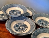 Set of six vintage Royal China Currier Ives Old Farm Gate quot fruit or dessert bowls