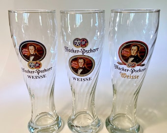 YOUR CHOICE! Vintage Hacker-Pschorr Weisse swirled tall pilsner beer glasses - choose your favorite design