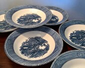 Set of six vintage Royal China Currier Ives Early Winter quot soup or cereal bowls - two sets may be available