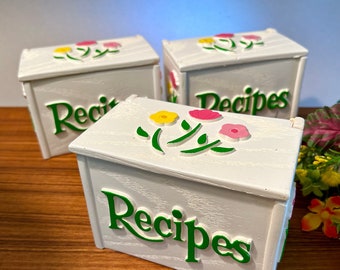 Vintage 1985 plastic resin "Recipes" box made for FTD with flowers - three may be available, price is for each