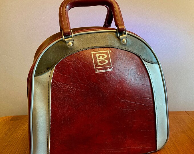 Vintage Brunswick Burgundy Vinyl Bowling Bag With Gray Accents Etsy