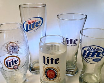 It's Miller "Lite" Time! Unique collection of five vintage Miller Lite beer glasses in various sizes and shapes - price includes all five