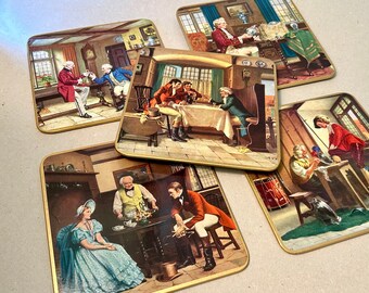 Set of 6"x6" Win-El Ware over-sized coasters with original case made in Great Britain for use or display