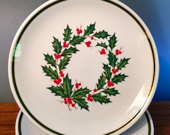 1 SET LEFT! Set of 4 vintage Homer Laughlin Holly Wreath 9 5/8" plates by Best China - price is for each set