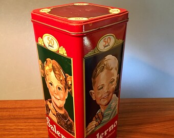 Vintage Salerno Golden Goodness 50th Anniversary tall tin from the 1980s