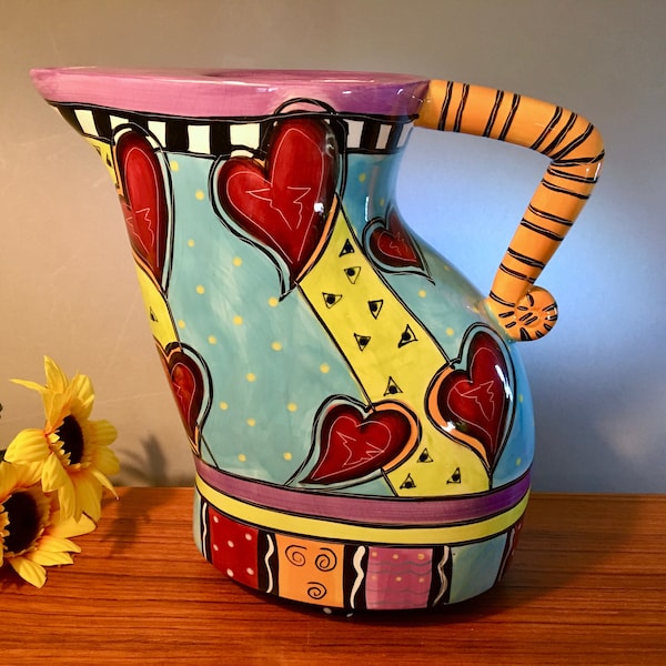 Funky Prospero Designworks hand painted pitcher for use and display