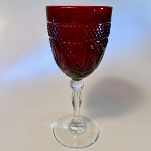 Dark Ruby red cut to clear lead crystal brandy glasses set of 4