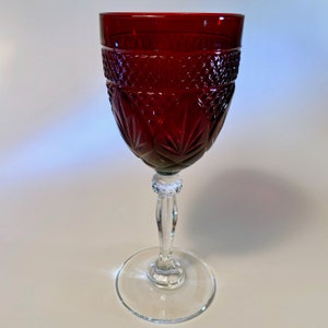 Vintage Antique Ruby by Cristal D&#39;argues-Durand heavy cut glass water goblet - price is for each