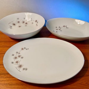 Vintage &quot;Platinum Star Burst&quot; fine china serving bowls and platters by Creative - price is for each