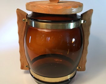 Siesta Ware vintage Crunch Brunch glass cookie jar.