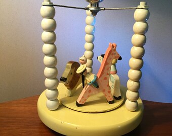 Vintage Irmi and Fred Bering musical nursery table lamp by Nursery Plastics