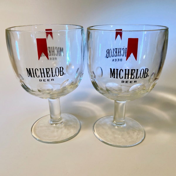 Set of two vintage Michelob thumbprint beer goblets - price includes both
