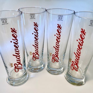 Three Budweiser Beer Fun Party Drink Glasses Tallfort 25 CL