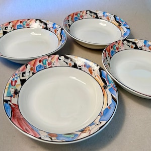 1 SET LEFT! Set of 4 or 8 vintage 1993 "Tango" coupe soup bowls from Sakura by Sue Zipkin made in Indonesia - price for one set of 4