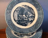 Set of six vintage Royal China Currier Ives 39 The Old Grist Mill 39 dinner plates