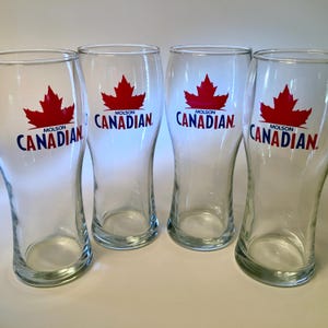 2 SETS AVAILABLE! Set of four Molson Canadian beer glasses with leaf logo - price per set of four