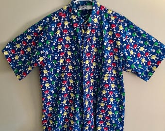 Vintage 1990s M&M’s candy print design cotton shirt - short sleeve, size large - made exclusively for Mars