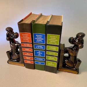Pair of vintage black poodle bookends from the 50s made in Japan