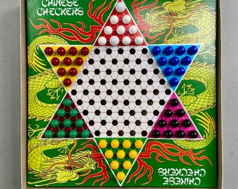 1992 Pressman Chinese Checkers cardboard game board complete with 60 plastic marbles