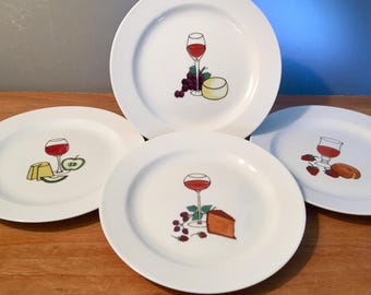 Set of four Signature "Wine and Cheese" appetizer plates by Ursula Dodge