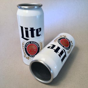 PRICE INCLUDES BOTH! Unique pair of vintage Miller Lite beer metal tumblers - each holds 16 ounces