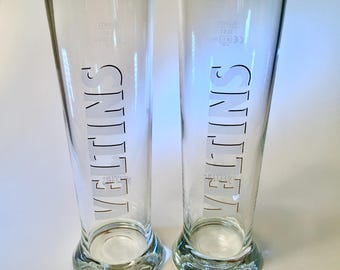 PRICE INCLUDES BOTH! Pair of Veltins pilsner beer glasses