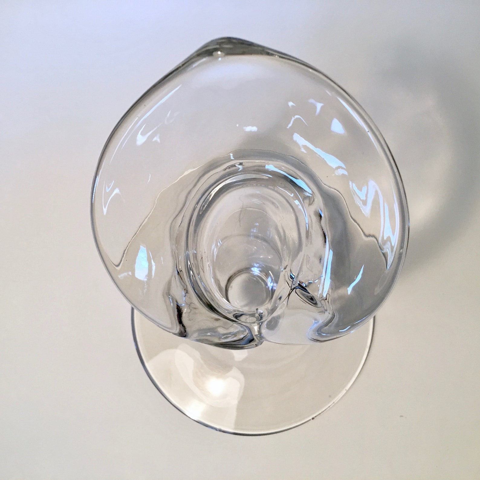 Beautiful Vintage Lily Shaped Glass Vase With Large Footed Etsy