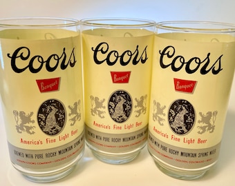 1 SET LEFT! Set of three vintage Coors Banquet beer glasses with the wrap around classic design, hard to find! Price includes all three.
