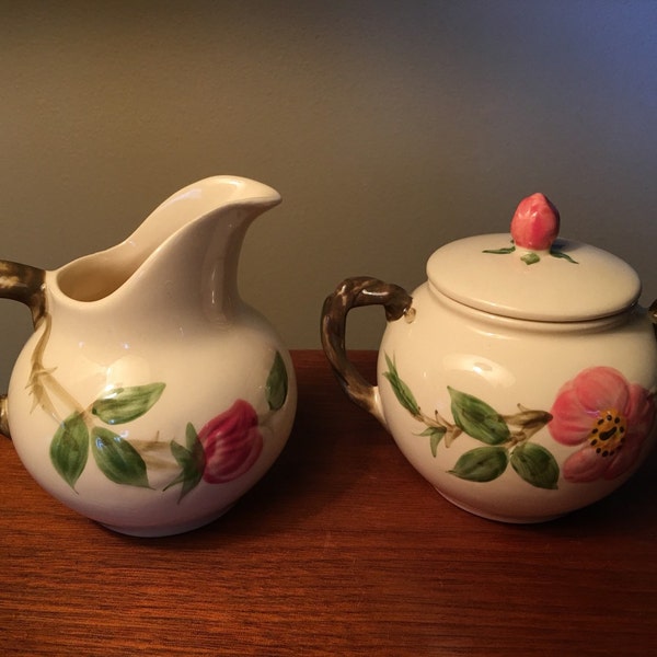 Vintage Franciscan Desert Rose earthenware cream and sugar set