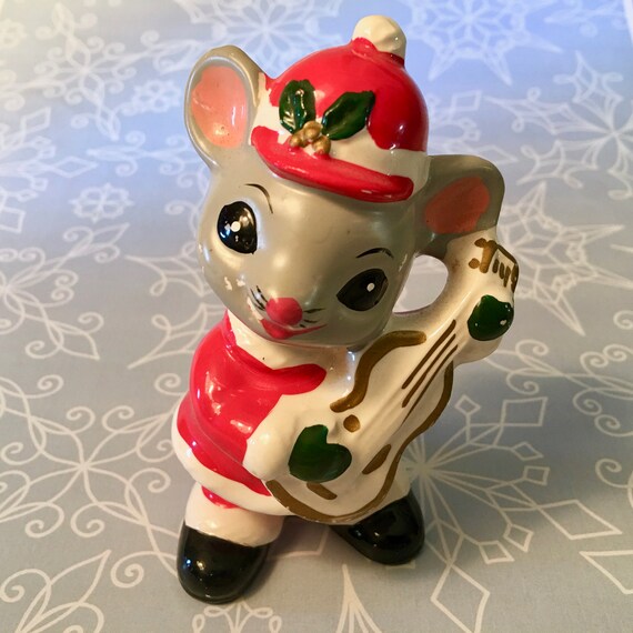 1 LEFT! Vintage 50s Santa on Sled Figurine or 70s Mouse With
