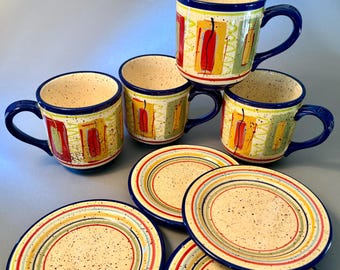 CHOOSE YOUR SET! Set of four Pfaltzgraff "Sedona" mugs or small bread and butter plates - price per set