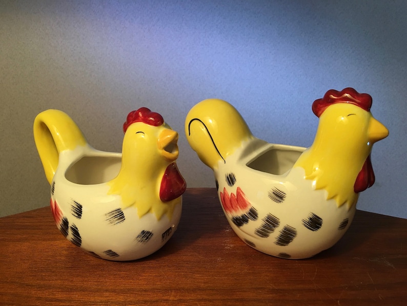 Vintage Rooster And/or Hen Cream and Sugar Set Etsy
