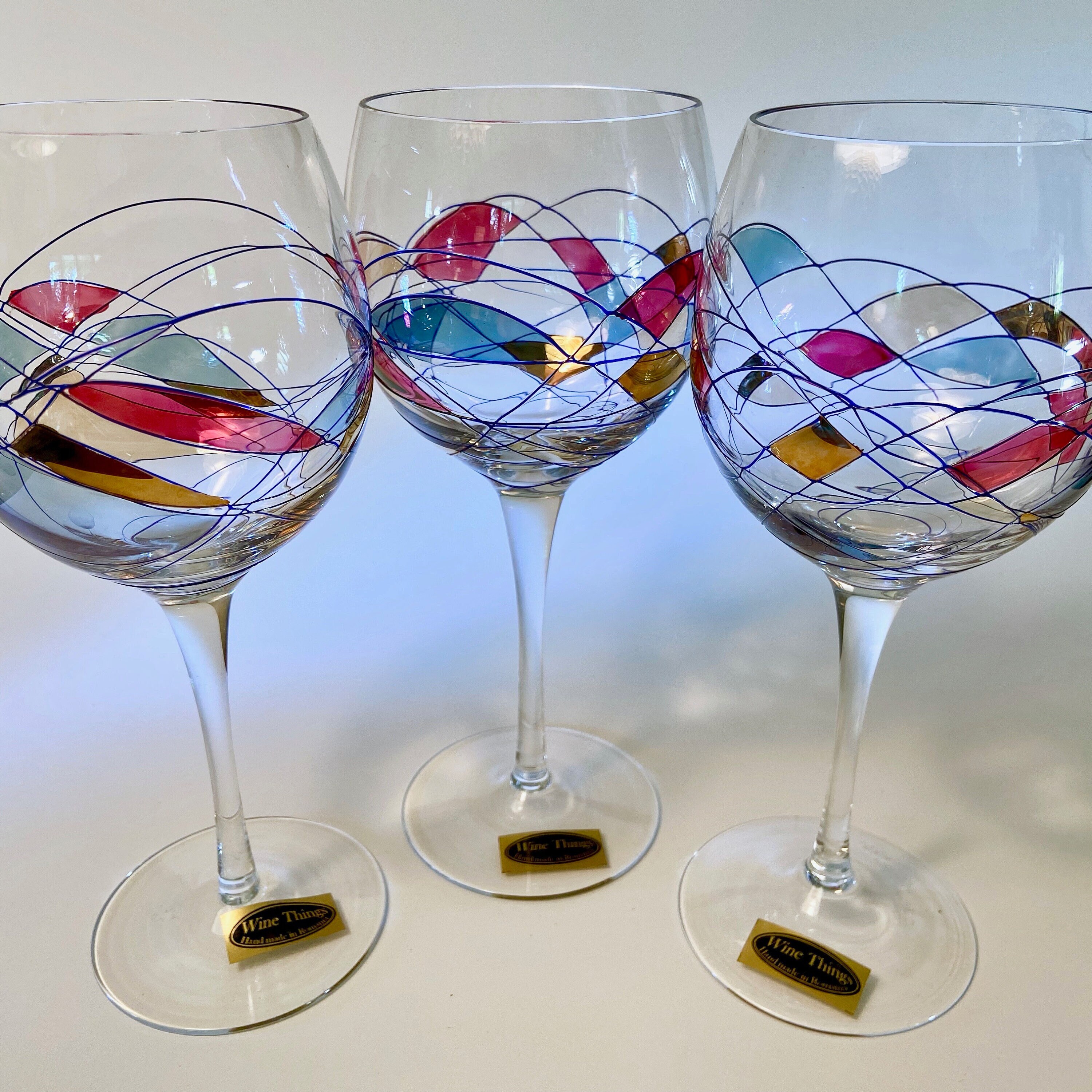 Stunning Set of Three wine Things Wine Glasses -  Denmark